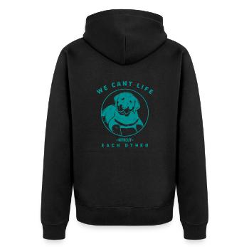 Cant live without each other - Unisex Premium Bio Zip Hoodie - Schwarz - Hinten - Nico (187cm)