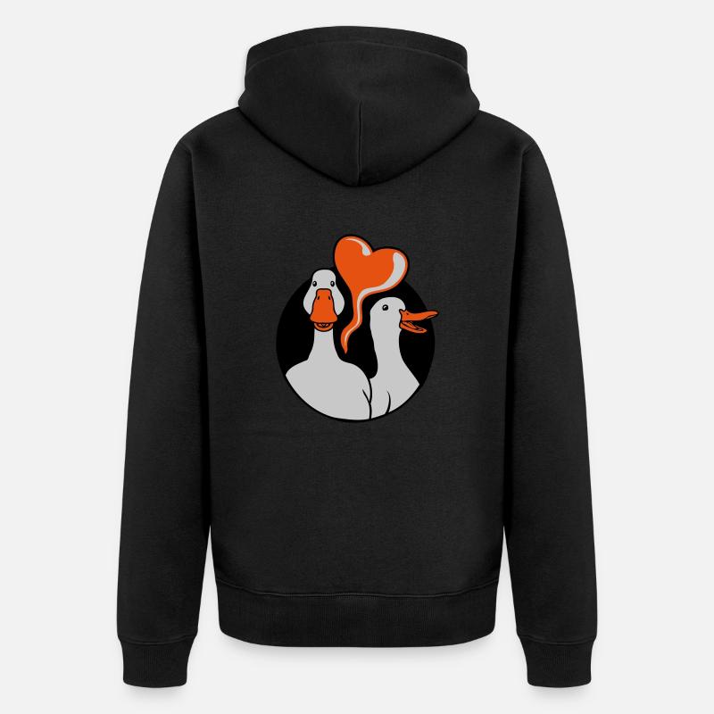 Cœur 2 oies douces - Veste à capuche bio Premium Unisexe - noir