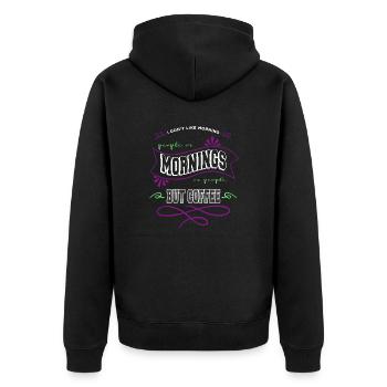 café cadeau d’anniversaire idée blagues - Veste à capuche bio Premium Unisexe - noir - Dos - Nico (187cm)