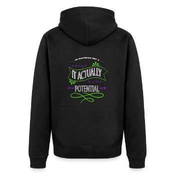 happy bday electrical engineering - Unisex Premium Bio Zip Hoodie - Schwarz - Hinten - Nico (187cm)