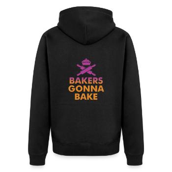 BÄCKERROCK BACKEN V2 - Unisex Premium Bio Zip Hoodie - Schwarz - Hinten - Nico (187cm)