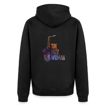 Femme de jazz - Veste à capuche bio Premium Unisexe - noir - Dos - Nico (187cm)