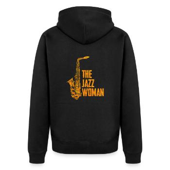 Femme de jazz - Veste à capuche bio Premium Unisexe - noir - Dos - Nico (187cm)
