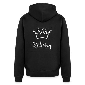 Grillkönig - Unisex Premium Bio Zip Hoodie - Schwarz - Hinten - Nico (187cm)