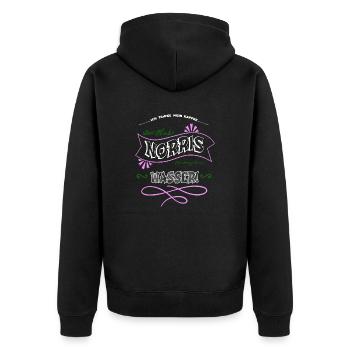 bürotasse bohnenröstung geschenk tasse süchtig - Unisex Premium Bio Zip Hoodie - Schwarz - Hinten - Nico (187cm)