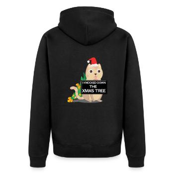 falscher Weihnachtskatzen-Weihnachtsbaum - Unisex Premium Bio Zip Hoodie - Schwarz - Hinten - Nico (187cm)