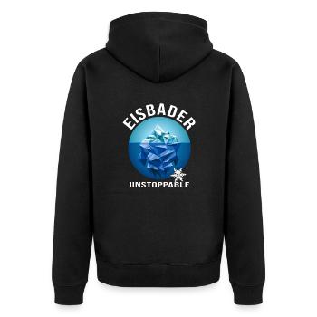 Eisbader Winterschwimmen Eisbad "Eisberg" Eisloch - Unisex Premium Bio Zip Hoodie - Schwarz - Hinten - Nico (187cm)