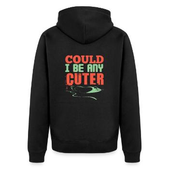 COULD I BE ANY CUTER FUNNY - Unisex Premium Organic Zip Hoodie - black - Back - Nico (187cm)