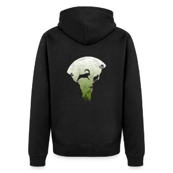 Springender Steinbock - Unisex Premium Bio Zip Hoodie - Schwarz - Hinten - Nico (187cm)