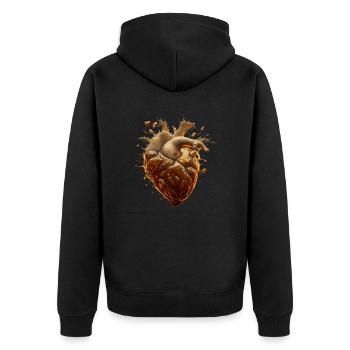 Menschliches Bier Herz - Unisex Premium Bio Zip Hoodie - Schwarz - Hinten - Nico (187cm)