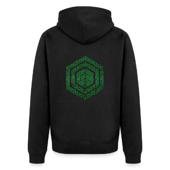 Hexagon-Programmierung Programmierer Codierung geometrisch - Unisex Premium Bio Zip Hoodie - Schwarz - Hinten - Nico (187cm)