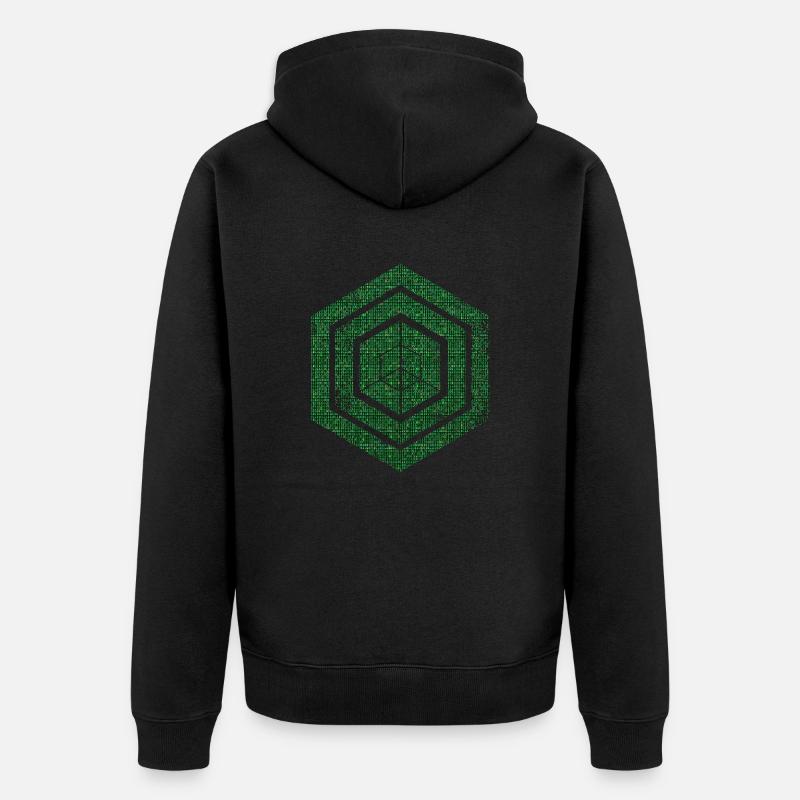 hexagon programming programmer coding geometric - Unisex Premium Organic Zip Hoodie - black