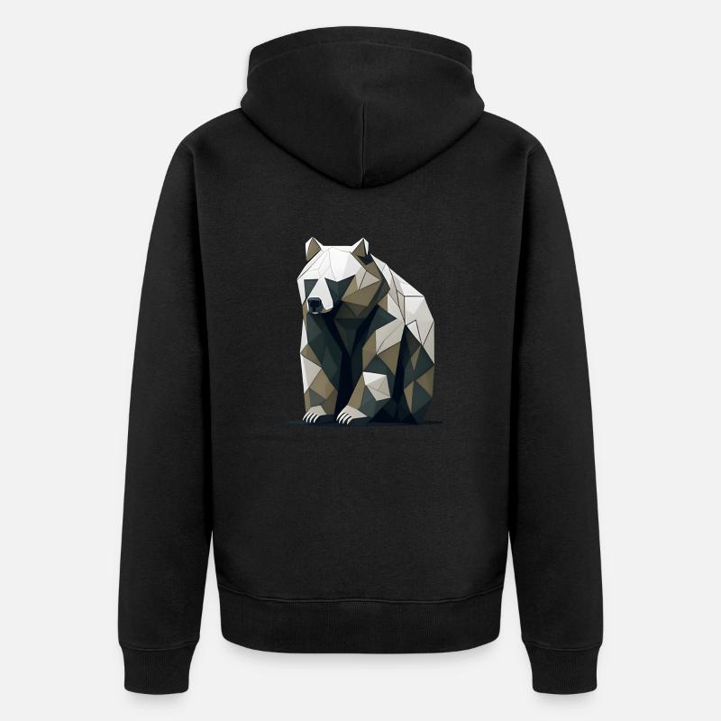 Minimalistischer Bär - Unisex Premium Bio Zip Hoodie - Schwarz