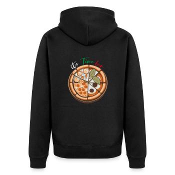 itstimeforpizza - Unisex Premium Bio Zip Hoodie - Schwarz - Hinten - Nico (187cm)