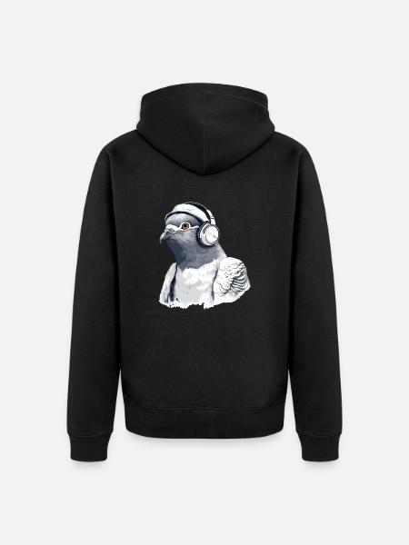 Zaki, die audiophile Taube - Unisex Premium Bio Zip Hoodie - Schwarz