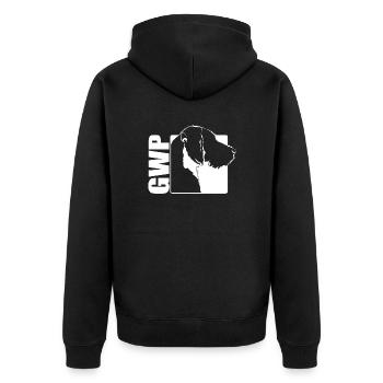 GWP German Wirehaired Pointer Profil Hund Wilsigns - Unisex Premium Bio Zip Hoodie - Schwarz - Hinten - Nico (187cm)