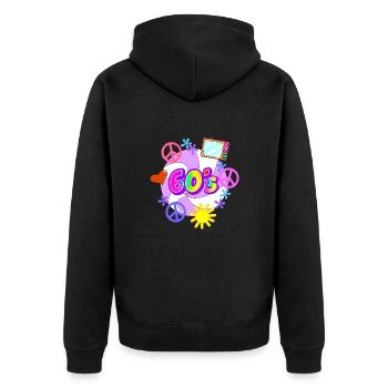 Die 60er Jahre - Unisex Premium Bio Zip Hoodie - Schwarz - Hinten - Nico (187cm)