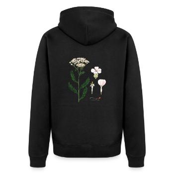Schafgarbe - Unisex Premium Bio Zip Hoodie - Schwarz - Hinten - Nico (187cm)