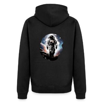 Astronaut - Unisex Premium Bio Zip Hoodie - Schwarz - Hinten - Nico (187cm)