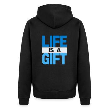 Ocean Vibes: Life is a Gift - Unisex Premium Organic Zip Hoodie - black - Back - Nico (187cm)