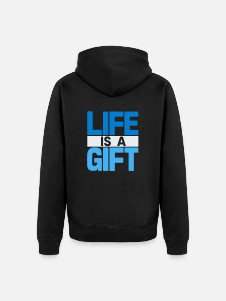 Ocean Vibes: Life is a Gift - Premium økologisk unisex-hettejakke - svart