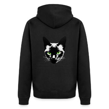Cat Face - Unisex Premium Organic Zip Hoodie - black - Back - Nico (187cm)