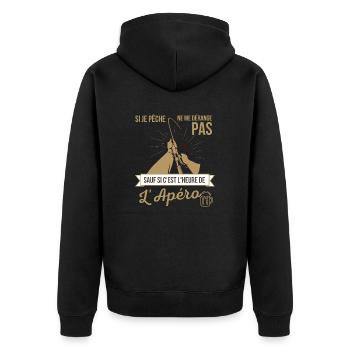 tee-shirt humoristique pour ceux qui aime la pêche - Veste à capuche bio Premium Unisexe - noir - Dos - Nico (187cm)