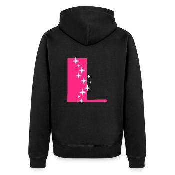 Buchstabe L Glitzer - Unisex Premium Bio Zip Hoodie - Schwarz - Hinten - Nico (187cm)