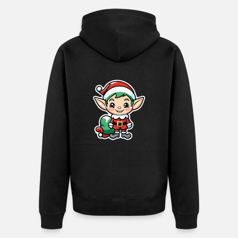 elfe noel cadeau lutin - Veste à capuche bio Premium Unisexe - noir