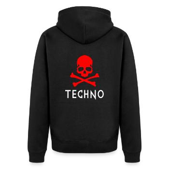 Rouge techno - Veste à capuche bio Premium Unisexe - noir - Dos - Nico (187cm)