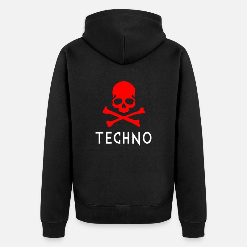 Techno Rot - Unisex Premium Bio Zip Hoodie - Schwarz