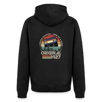 Limited Edition 1927 97th Anniversary - Unisex Premium Organic Zip Hoodie - black - Back - Nico (187cm)