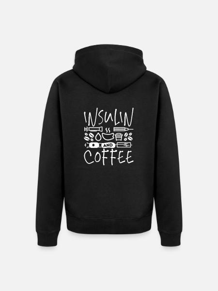 Insulin och kaffe - Kaffegåva Diabetiker - Ekologisk premiumluvjack unisex - svart