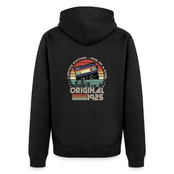 Limitierte Auflage 1925 99. Jubiläum - Unisex Premium Bio Zip Hoodie - Schwarz - Hinten - Nico (187cm)