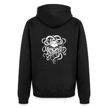 Medusa skull - Unisex Premium Organic Zip Hoodie - black - Back - Nico (187cm)