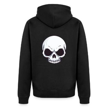 skull head - Unisex Premium Bio Zip Hoodie - Schwarz - Hinten - Nico (187cm)