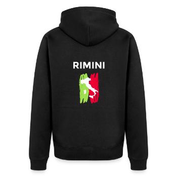 Rimini T-Shirt - Unisex Premium Bio Zip Hoodie - Schwarz - Hinten - Nico (187cm)