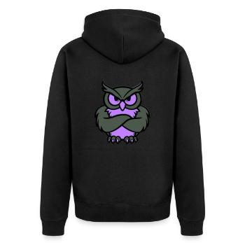 eule comic tier - Unisex Premium Bio Zip Hoodie - Schwarz - Hinten - Nico (187cm)