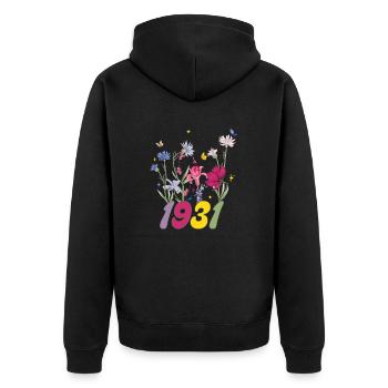 Geburtsjahr 1931 Wildblumen - Unisex Premium Bio Zip Hoodie - Schwarz - Hinten - Nico (187cm)
