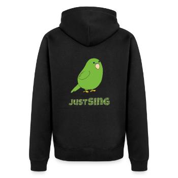 wellensittich just sing - Unisex Premium Bio Zip Hoodie - Schwarz - Hinten - Nico (187cm)