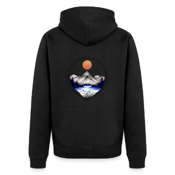 Natur - Unisex Premium Bio Zip Hoodie - Schwarz - Hinten - Nico (187cm)