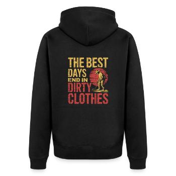 Der Ruf der Schätze - Unisex Premium Bio Zip Hoodie - Schwarz - Hinten - Nico (187cm)