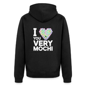 Exprimer l’amour à travers le mochi - Veste à capuche bio Premium Unisexe - noir - Dos - Nico (187cm)