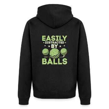 Facilement distrait par les balles Golfer Golf - Veste à capuche bio Premium Unisexe - noir - Dos - Nico (187cm)
