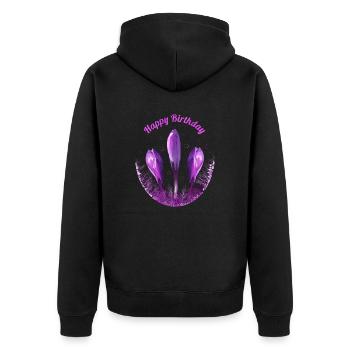 Crocus Joyeux Anniversaire Fleurs - Veste à capuche bio Premium Unisexe - noir - Dos - Nico (187cm)
