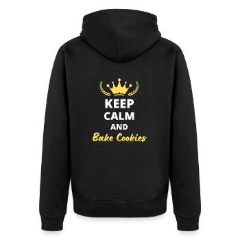“Keep Calm and Bake Cookies” - Pour pâtissiers - Veste à capuche bio Premium Unisexe - noir - Dos - Nico (187cm)