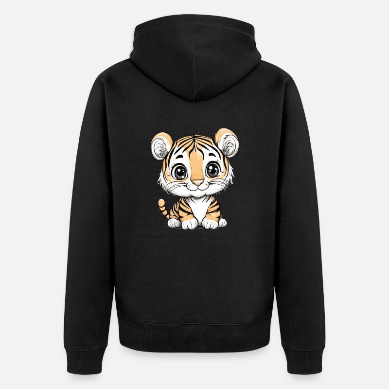 Petit tigre mignon - Veste à capuche bio Premium Unisexe - noir