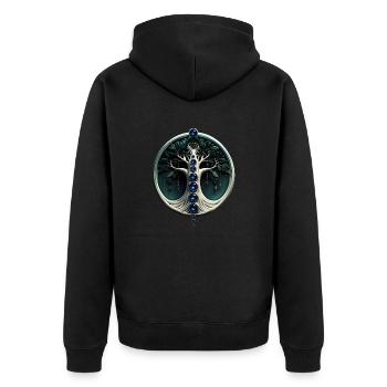 Teal Harmony, Mystical Tree of Life - Unisex Premium Organic Zip Hoodie - black - Back - Nico (187cm)