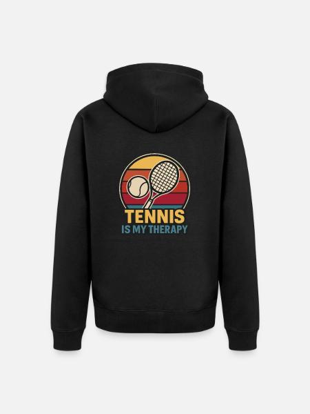 Il tennis è la mia terapia – Stile retrò - Felpa con cappuccio ecologica premium unisex - nero