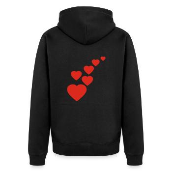 Hearts - Unisex Premium Organic Zip Hoodie - black - Back - Nico (187cm)